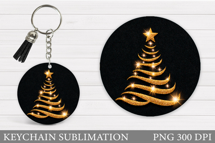 Christmas Tree Keychain Sublimation. Winter Keychain Design