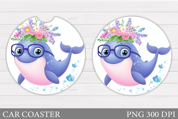 Cute Whale Car Coaster Design. Whale Sublimation