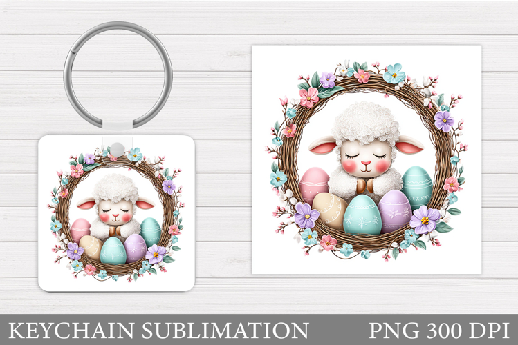 Easter Lamb Keychain Sublimation. Easter Keychain Design