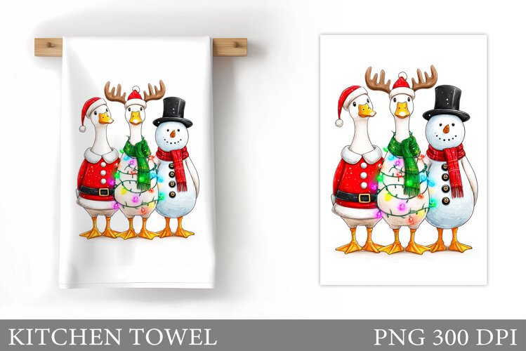 Fall Goose Kitchen Towel. Fall Kitchen Towel Sublimation example image 1