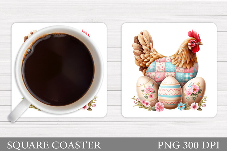 Easter Chicken Coaster Design. Easter Coaster Sublimation example image 1
