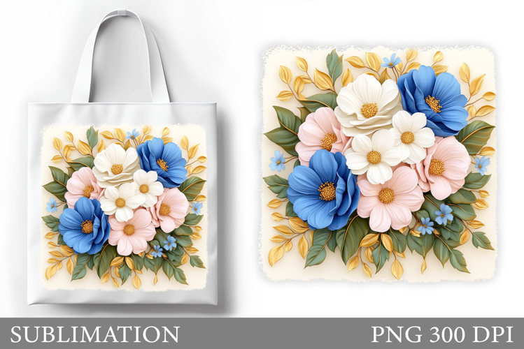 Flowers Tote Bag Sublimation. Flowers Sublimation