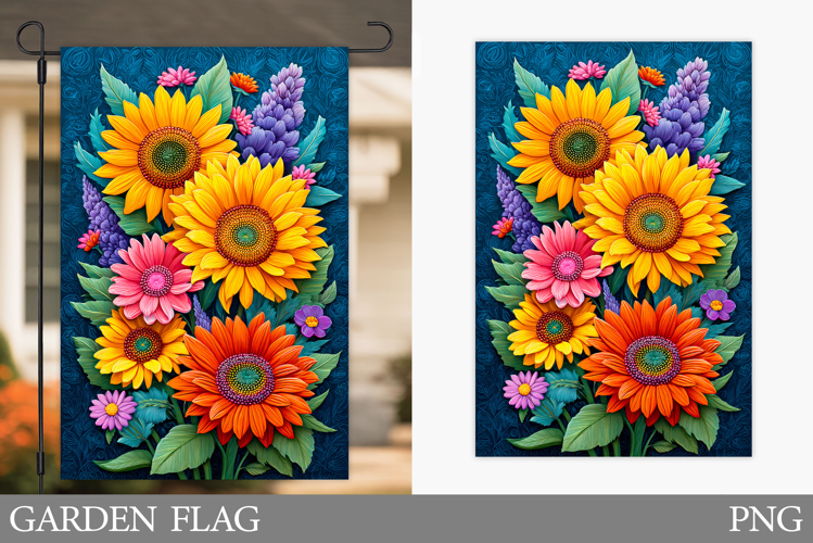Flowers Garden Flag Sublimation. Floral Garden Flag Design