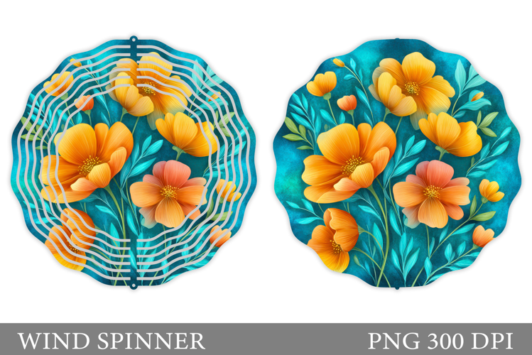Flowers Wind Spinner Design. Floral Wind Spinner Sublimation