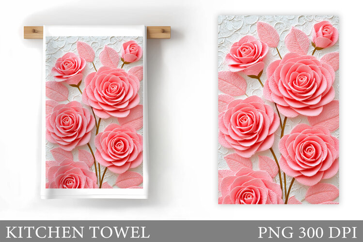 Roses Kitchen Towel. Flowers Kitchen Towel Design example image 1