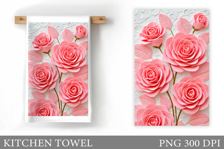 Roses Kitchen Towel. Flowers Kitchen Towel Design