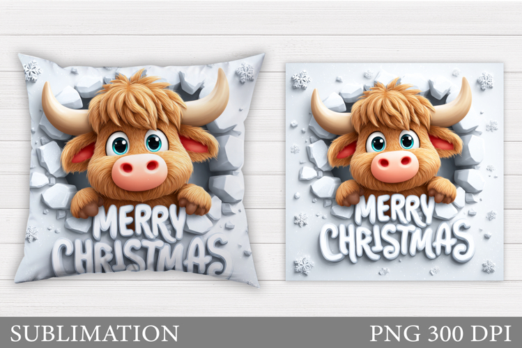 Christmas Cow Pillow. Christmas Pillow Sublimation
