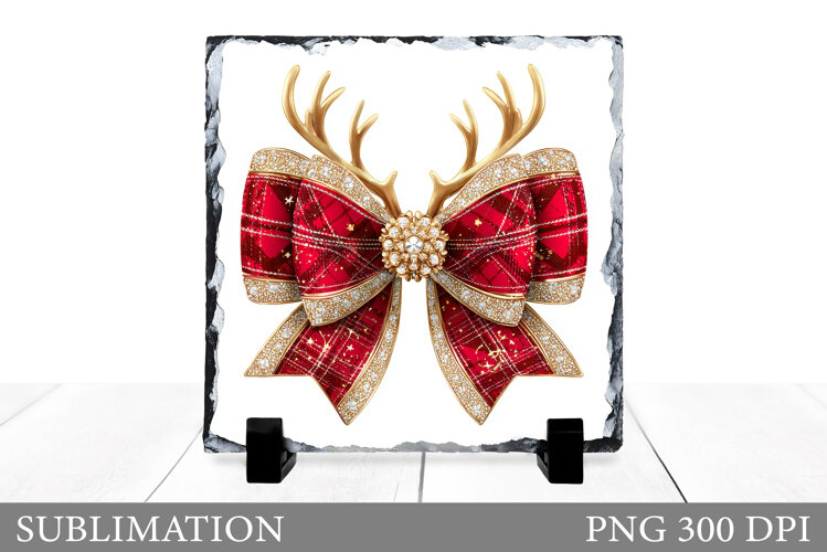 Christmas Bow Slate Design. Christmas Bow Sublimation example image 1
