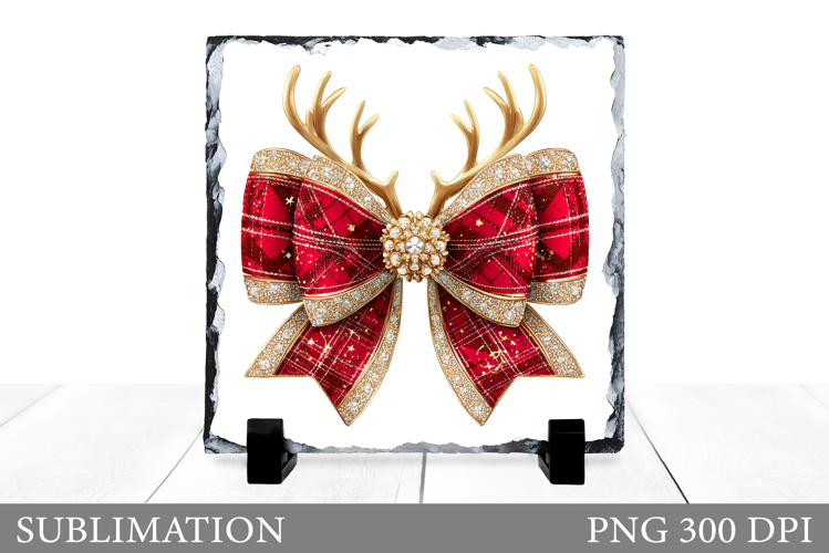Christmas Bow Slate Design. Christmas Bow Sublimation