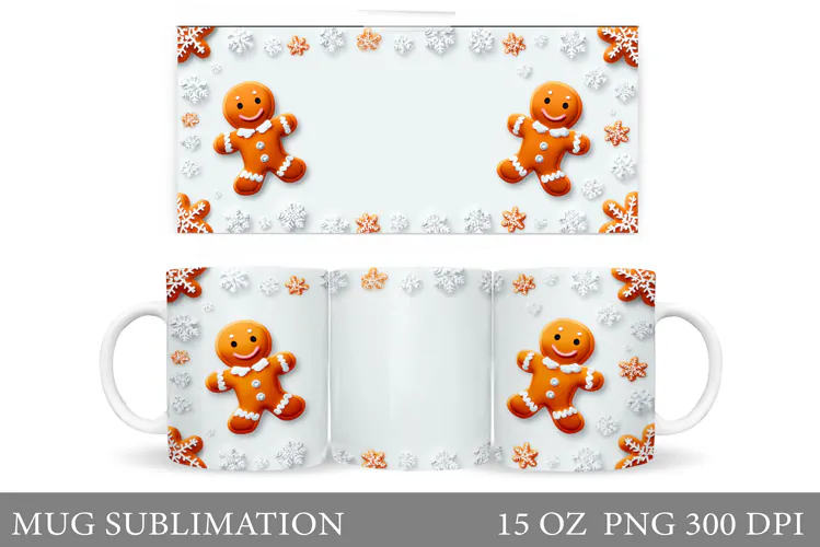 Cute Gingerbread Mug Design. Christmas Mug Sublimation