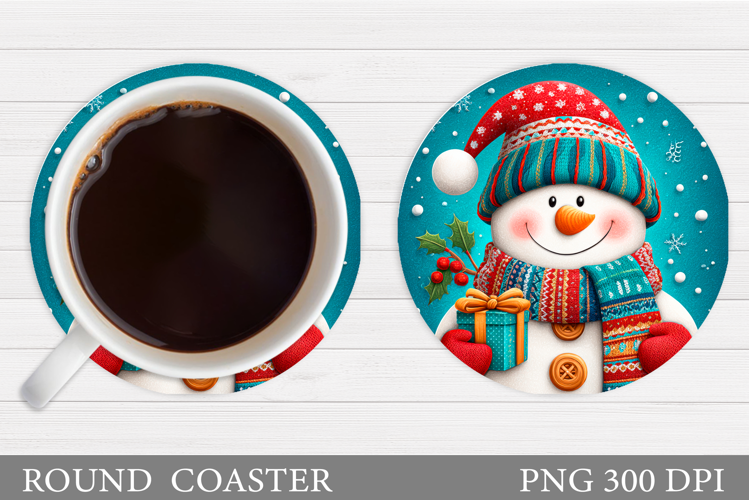 Cute Snowman Coaster. Christmas Coaster Sublimation