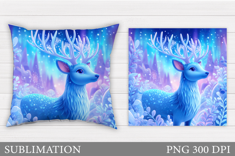 Christmas Deer Pillow Design. Christmas Pillow Sublimation
