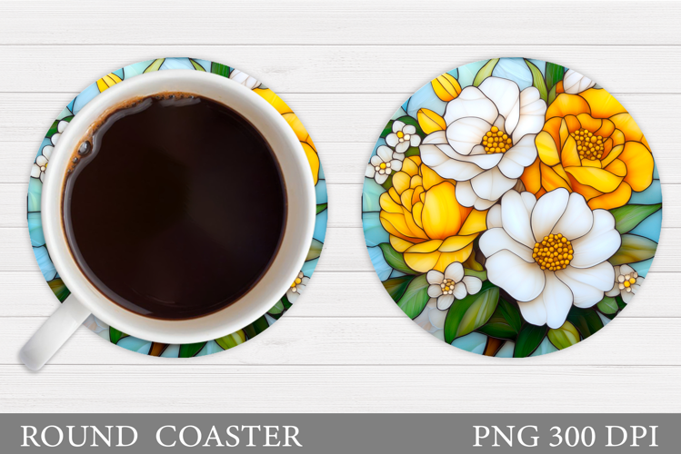 Flowers Coaster Sublimation. Floral Coaster Design