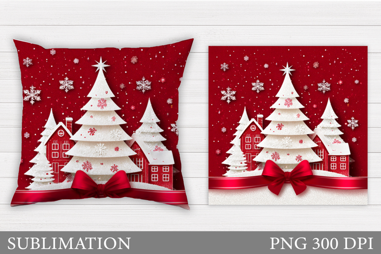 Christmas Tree Pillow Design. Christmas Pillow Sublimation