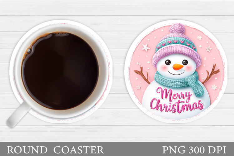 Cute Snowman Coaster. Christmas Coaster Sublimation