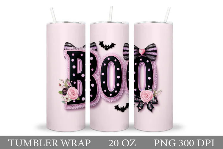 Boo Tumbler Design. Halloween Tumbler Sublimation