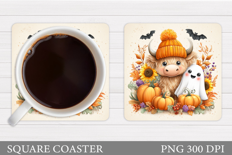 Halloween Cow Coaster Design. Halloween Coaster Sublimation