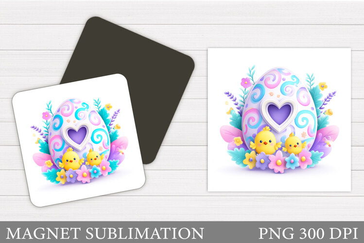 Cute Chick Magnet Sublimation. Easter Magnet Design example image 1