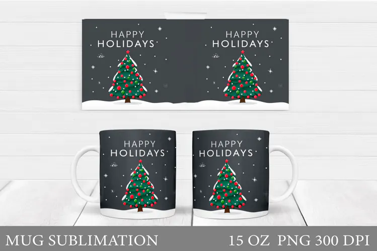 Christmas Tree Mug Design. Christmas Mug Sublimation
