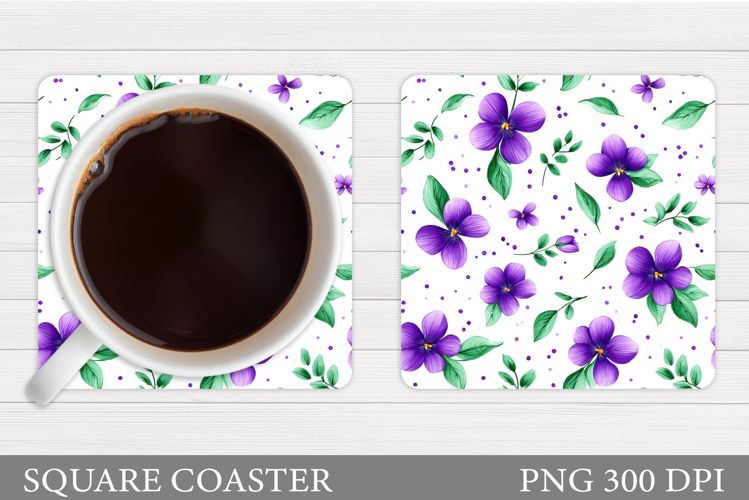 Flowers Coaster Sublimation. Floral Coaster Design