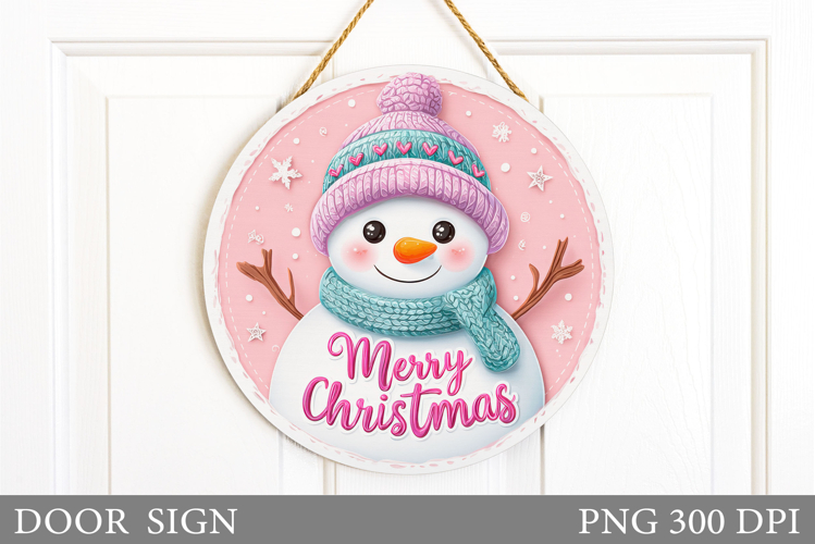 Cute Snowman Door Sign. Christmas Door Sign Sublimation