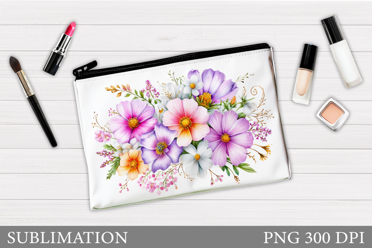 Wildflowers Makeup Bag. Flowers Makeup Pouch Sublimation