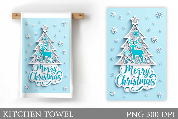 Christmas Tree Kitchen Towel. Christmas Deer Kitchen Towel