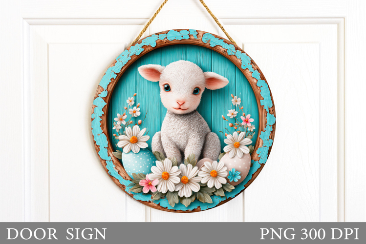Easter Lamb Door Sign Design. Easter Door Sign Sublimation