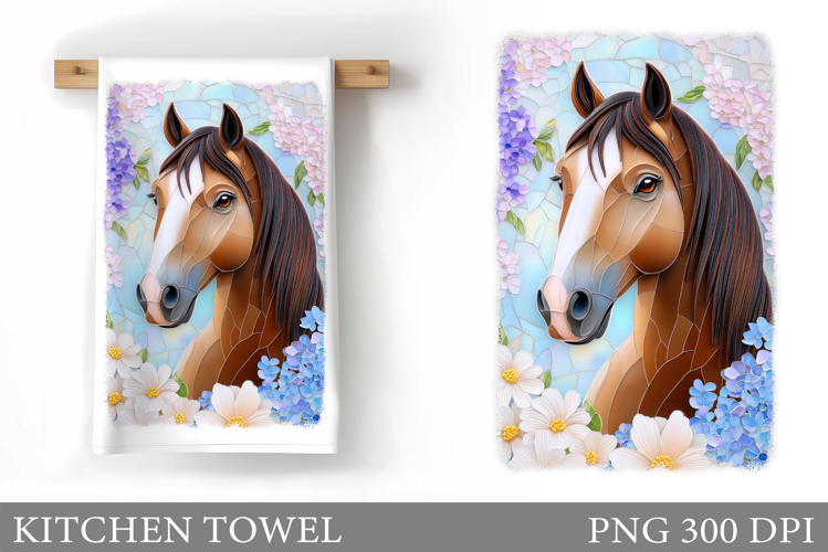 Horse Kitchen Towel Design. Cute Horse Sublimation