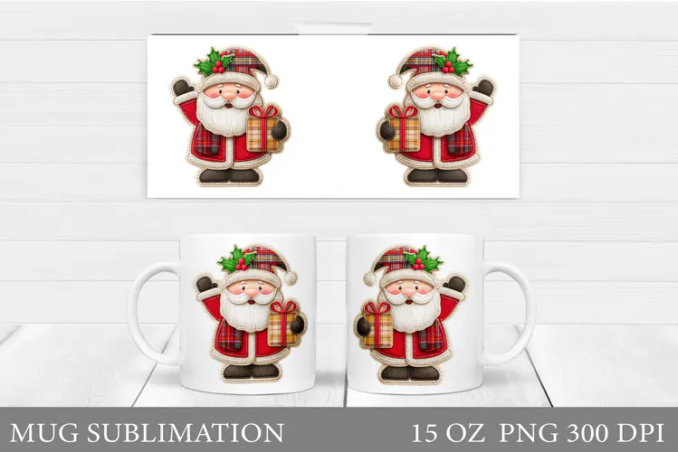 Cute Santa Claus Mug Design. Christmas Mug Sublimation
