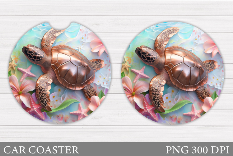 3D Turtle Car Coaster Design. Turtle Car Coaster Sublimation
