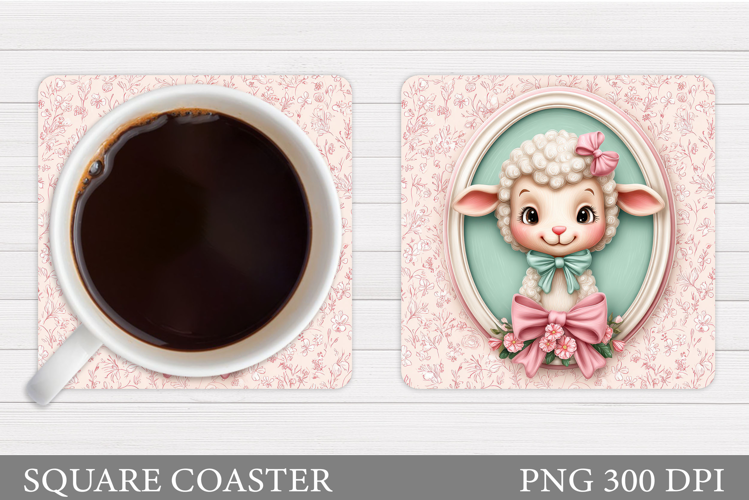 Cute Lamb Coaster Design. Cute Lamb Sublimation