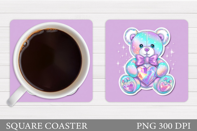 Iridescent Bear Coaster Design. Valentines Bear Coaster