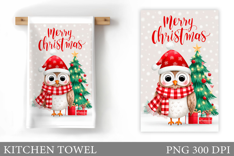 Christmas Owl Kitchen Towel. Christmas Owl Kitchen Towel