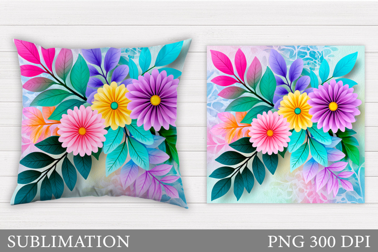 Flowers Pillow Design. Floral Pillow Sublimation
