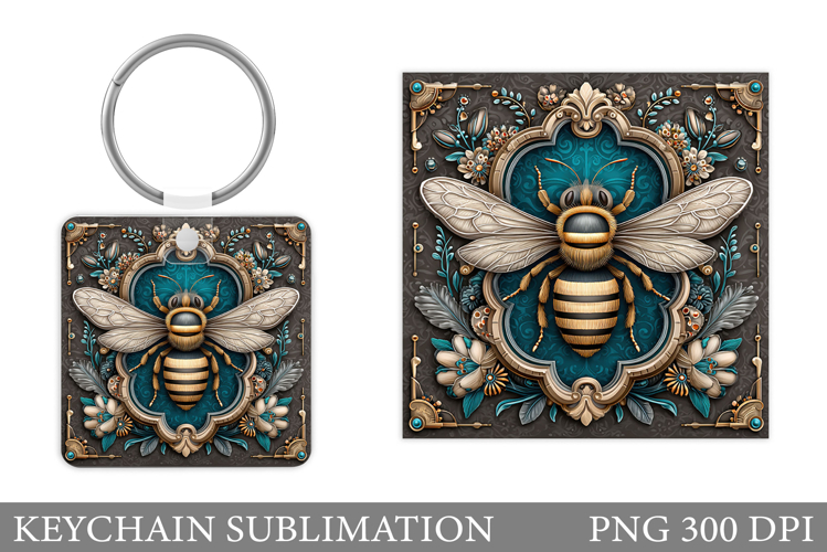 Bee Keychain Design. Bee Sublimation