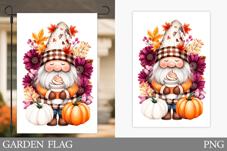 Fall Gnome Garden Flag. Fall Garden Flag Sublimation example image 1