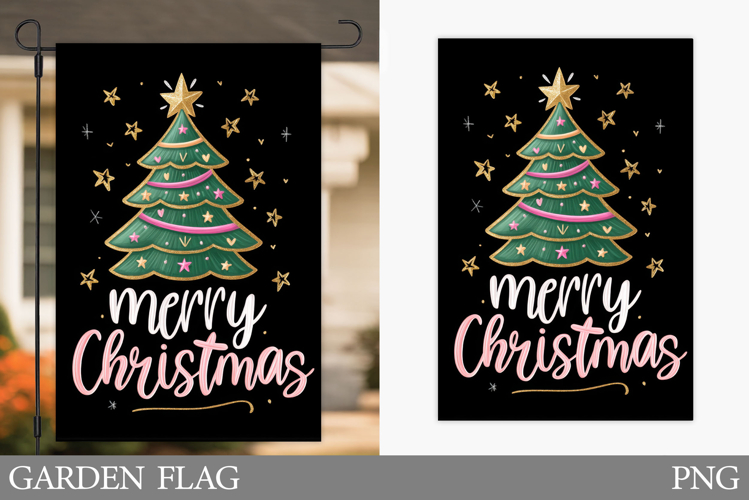Christmas Tree Garden Flag. Christmas Garden Flag Design