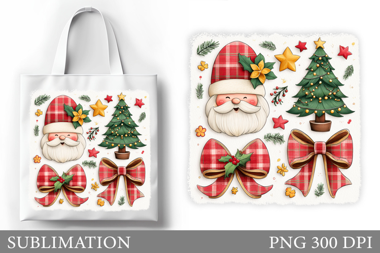 Cute Santa Claus Tote Bag. Christmas Tote Bag Sublimation