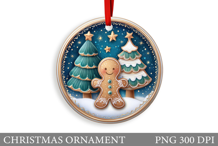 Gingerbread Christmas Ornament. Cute Raccoon Sublimation