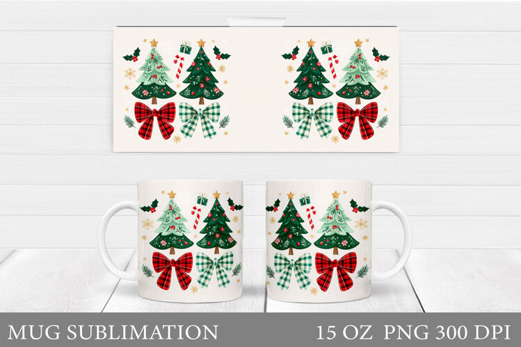 Christmas Tree Mug Design. Christmas Mug Sublimation example image 1