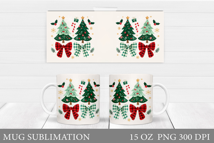 Christmas Tree Mug Design. Christmas Mug Sublimation