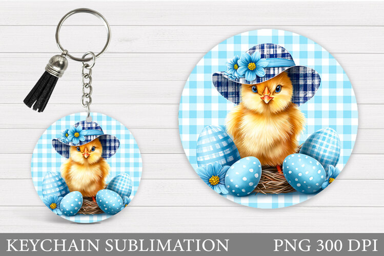 Easter Chick Keychain Sublimation. Easter Keychain Design example image 1