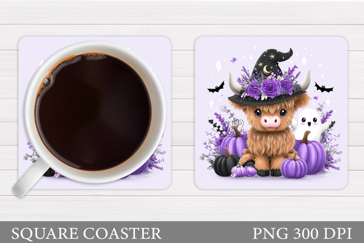 Halloween Cow Coaster Design. Halloween Coaster Sublimation
