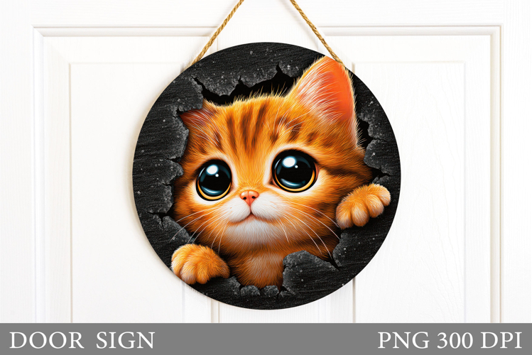 Cute Cat Door Sign Design. Cute Cat Sublimation