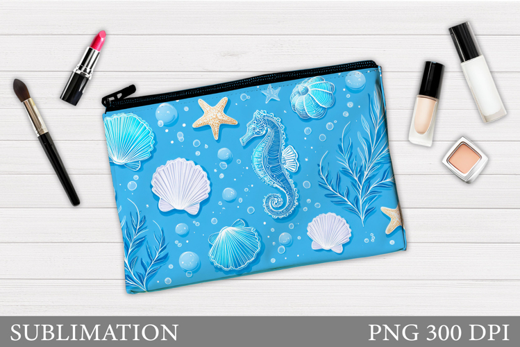 Seahorse Makeup Bag Design. Sea Makeup Bag Sublimation example image 1