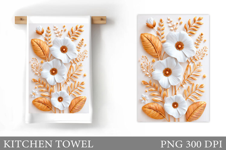 Flowers Kitchen Towel. Floral Kitchen Towel Sublimation example image 1