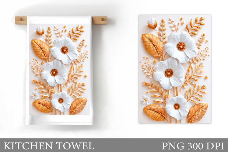 Flowers Kitchen Towel. Floral Kitchen Towel Sublimation