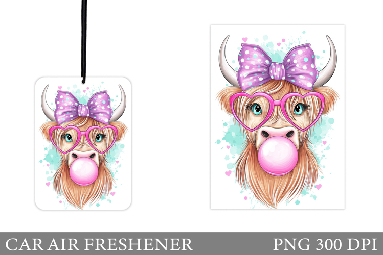 Cute Cow Car Air Freshener. Cute Cow Sublimation