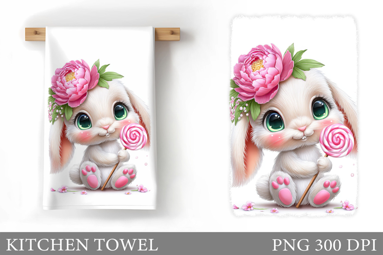Cute Bunny Kitchen Towel Design. Cute Bunny Sublimation